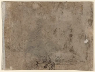 En ungdom som sitter ved et bord (recto); Hodet til et barn med krøllete hår (verso)
