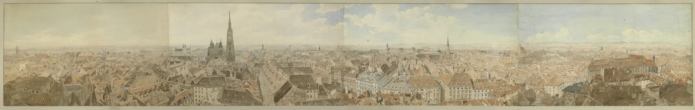 Panorama over Wien fra kuppelen på Peterskirken