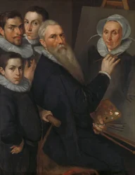 Selvportrett av maleren med familien hans, 1594.