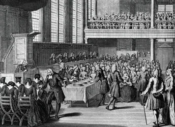 Anabaptistenes middag, gravering av Jacobus van der Schley (1715-1779) fra religiøse seremonier og skikker til alle verdens folk