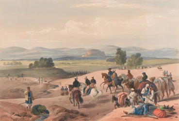 The Approach to the Fortress of Kwettah [sic], ca. 1839 (litografi, tonet)