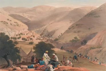 'The Third Descent of the Koojah [sic] Pass', ca. 1839 (litografi, tonet)