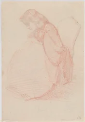 En tosidig tegning av Fumette og dansende klovner, 1855-1859.