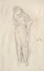 Drapert figur stående.