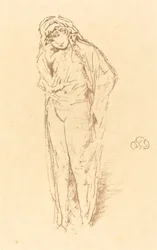Drapert figur, stående, 1891.