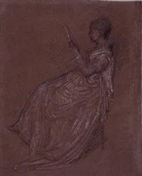 Sittende Lady Reading, studie for fru Layland (pastellkritt på papir)