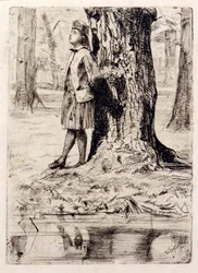 Seymour står under et tre
