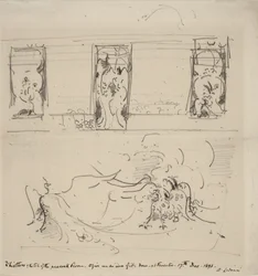 Skisse av Påfuglrommet, 1898