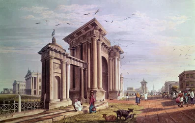 Court House Street, Calcutta, gravert av Robert Havell, pub. 1824