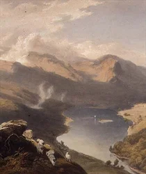 Grasmere fra Langdale Fell, detalj av innsjøen, fra "The English Lake District", 1853