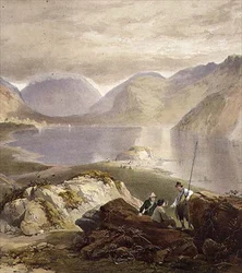 Wast Water, detalj av fiskere, fra The English Lake District, 1853 (detalj av 97210)