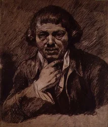Selvportrett, ca. 1800 (pensel og bistre på papir)
