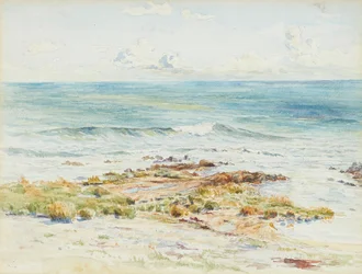 Kystlandskap (blyant og akvarell)