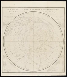 Et kart over den sørlige halvkule; som viser sporene til noen av de mest fremtredende navigatørene, av kaptein James Cook, fra Hans Majestets marine