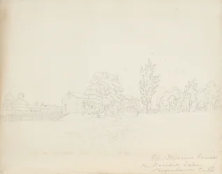 Mr. Mains House på Derwent Lake, Susquehanna Co. Pa., 1843 (grafitt på kremvevd papir)