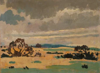 Fransk landskap (olje på panel)