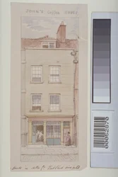 Utsikt over Mitre Court, Fleet Street, som viser John's Coffee House, ca. 1850