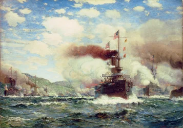 Naval Battle Explosion (olje på lerret)