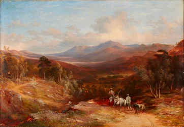 Lochnagar ser opp Glen Gelder (olje på lerret)