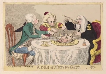 A Dish of Mutton-Chops, pub. 1788 (håndfarget gravering)