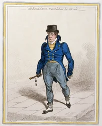 All Bond Street Trembled as he Strode, utgitt av Hannah Humphrey, 1802 (etsing og gravering)
