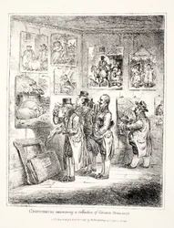 Kjennere undersøker en samling av George Morlands, 1807