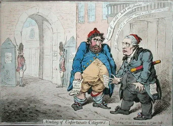 Meeting of Unfortunate Citoyens, utgitt av Hannah Humphrey i 1798 (håndfarget etsning)