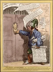Satirisk tegneserie i Daily Advertiser angående Dundas tale i Underhuset, 1797