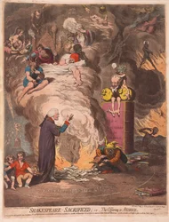 Shakespeare ofret eller Offering of Avarice, pub. 1789 (håndfarget gravering)