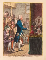 Skisse av interiøret til St Stephens, slik det nå står, pub. 1802 (håndfarget gravering)
