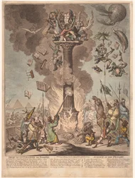 Tegneserie av den franske ekspedisjonen til Egypt, 1799 Siege de la Colonne de Pompee / Science in the pillory (tittel på objekt)