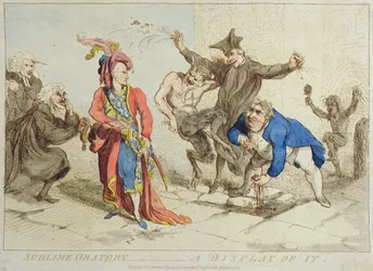 Sublime Oration: A Display of It, utgitt av T. Harmar i 1788 (håndkolorert etsning)