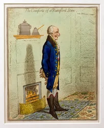 The Comforts of a Rumford Stove, pub. av Hannah Humphrey, 1800 (etsing og wc)