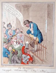 The Hustings, utgitt av Hannah Humphrey i 1796 (håndfarget etsning)
