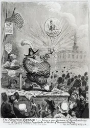 Theatrical Bubble... utgitt av Hannah Humphrey (fl.1778-1822) 1805 (etching und aquatint)