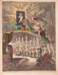 Titianus Redivivus eller de syv vise menn konsulterer det nye venetianske oraklet, en scene i Academic Grove No.1, pub. 1797 (håndfarget gravering)