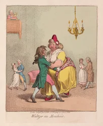 Waltzer au Mouchoir, pub. 1800 (håndfarget gravering)