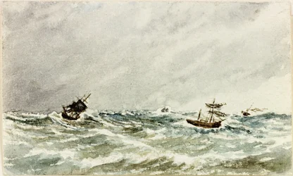 Storm at Sea off the Tyne (akvarell og kroppsfarge på papir)