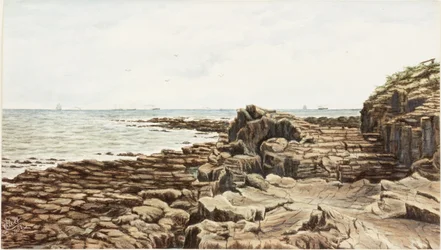 Tynemouth fra Sharpness Point (akvarell og kroppsfarge på papir)
