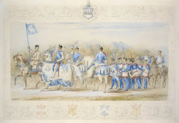 Charles Lamb Esq, Knight of the White Rose (blyant, wc og kroppsfarge på papir)