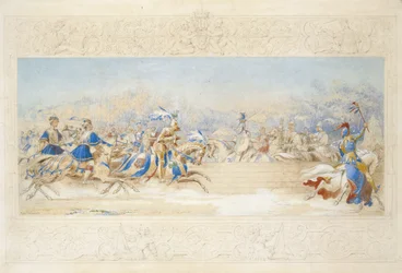 The Joust (blyant, wc og kroppsfarge på papir)