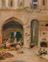En gårdsplass i Genova, c1850, 1935