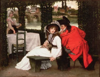 A Tryst at a Riverside Cafe, ca. 1869