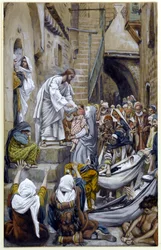 And All the City Was Gathered Together at the Door, illustrasjon for The Life of Christ, ca. 1884-96 (wc & gouache på papp)