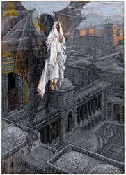 Christ Borne Up to a Pinnacle of the Temple, illustrasjon for The Life of Christ, ca. 1884-96 (wc og gouache på papp)