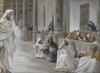 Han som er Gud hører Guds ord, illustrasjon fra Vår Herre Jesu Kristi liv, 1886-94 (wc over grafitt på papir)
