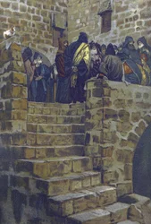 La deliberation nefaste de Joseph Caiphe - The Evil Counsel of Caiaphas - fra "" The Life of Our Lord Jesus Christ"" - 1899 av James Tissot - La vie de notre seigneur Jesus Christ, av Jacques Joseph (Jacques-Joseph) Tissot dit James Tissot (1836–1902)