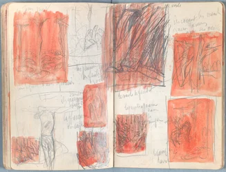 Sider fra et album med Sketches for The Life of Our Lord Jesus Christ, slutten av 1880-tallet (grafitt og vask på papir)