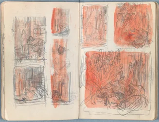 Sider fra et album med Sketches for The Life of Our Lord Jesus Christ, slutten av 1880-tallet (grafitt og vask på papir)