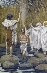 The Bapteme of Jesus - The Baptim of Jesus - fra "" The Life of Our Lord Jesus Christ"" - 1899 av James Tissot - The Life of Our Lord Jesus Christ, av Jacques Joseph (Jacques Joseph) Tissot dit James Tissot (1836- 1902)